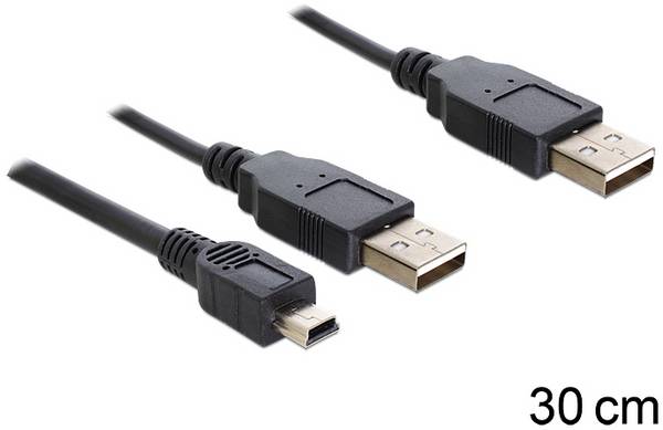 Delock USB kabel USB 2.0 USB-A zástrčka, USB-A zástrčka, USB Mini-B zástrčka 0.30 m černá 83178
