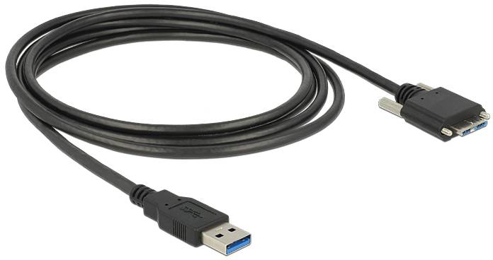 Černý kabel s USB konektorem na jedné straně a VGA portem na straně druhé, určený k propojení zařízení.