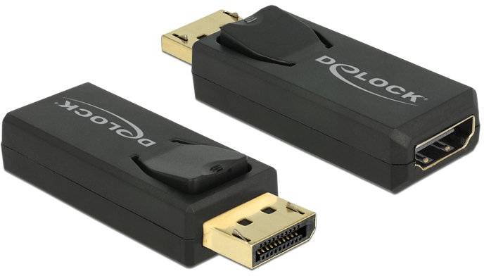 Dva adaptéry s konektory DisplayPort a HDMI, které se používají pro připojení zařízení s DisplayPort k HDMI kabelům.