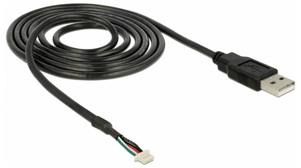 Delock USB kabel USB 2.0 USB-A zástrčka, SMT zástrčka 5pólová 1.50 m černá 95985