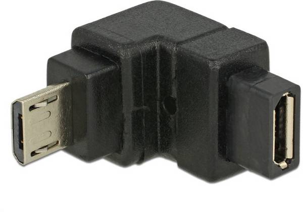 Delock USB 2.0 adaptér [1x micro USB 2.0 zástrčka B - 1x micro USB 2.0 zásuvka B] 65668 0 mm 90° zatočeno dolů