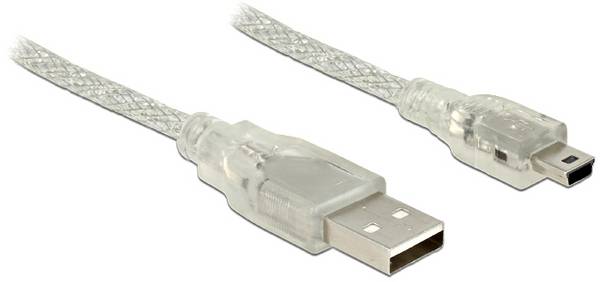 Delock USB kabel USB 2.0 USB-A zástrčka, USB Mini-B zástrčka 1.00 m transparentní 83905