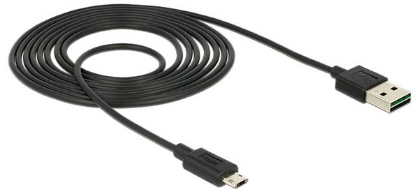 Delock USB kabel USB 2.0 USB-A zástrčka, USB Micro-B zástrčka 2.00 m černá pozlacené kontakty 83850