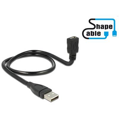 Flexibilní USB kabel s nastavitelným úhlem. Logo s textem: Shape Cable.
