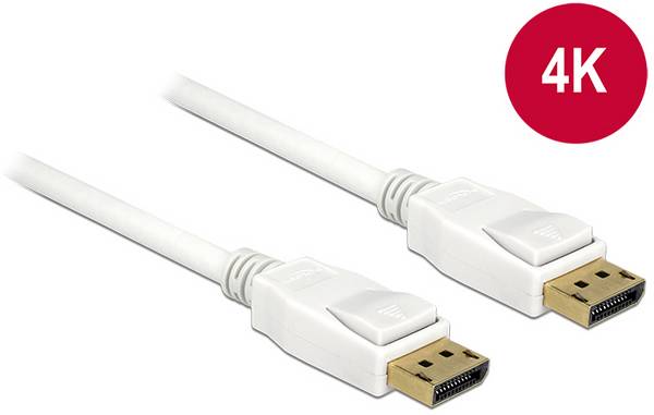 Delock DisplayPort kabel Konektor DisplayPort 5 m bílá 84879 pozlacené kontakty, třížilový stíněný, 4K UHD Kabel DisplayPort