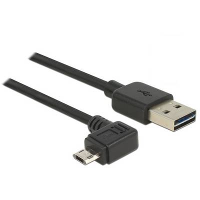 Černý USB kabel se standardním USB konektorem na pravé straně a micro-USB konektorem na straně levé.
