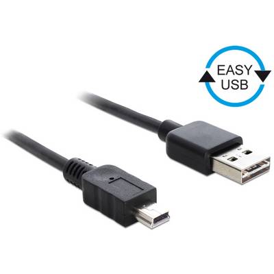 Kabel 'Easy USB' s USB-A konektorem a Mini-USB konektorem. Ideální pro jednoduché připojení a kompatibilitu v různých zařízeních.