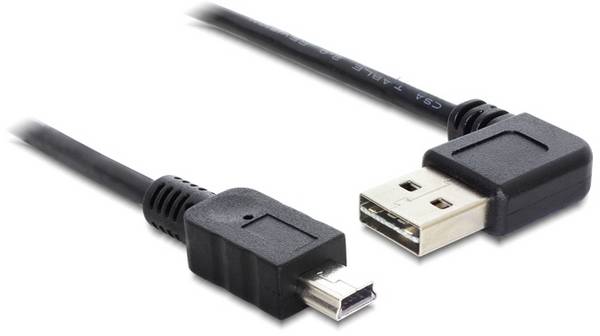 Delock USB kabel USB 2.0 USB-A zástrčka, USB Mini-B zástrčka 0.50 m černá oboustranně zapojitelná zástrčka 85175