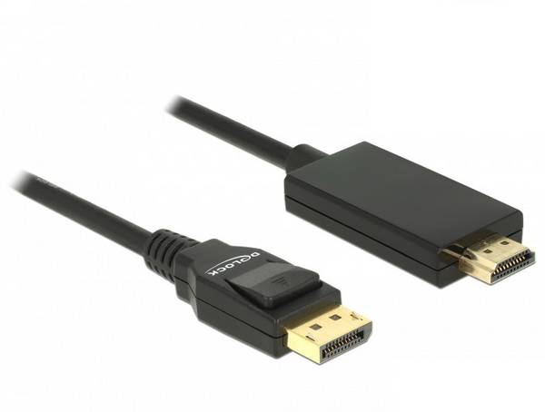 Delock DisplayPort / HDMI kabel Konektor DisplayPort, Zástrčka HDMI-A 2 m černá 85317 pozlacené kontakty, kroucený , třížilový stíněný, 4K UHD Kabel DisplayPort