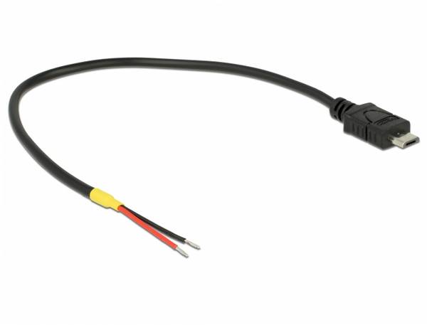 Delock USB kabel USB 2.0 USB Micro-B zástrčka, Otevřené konce kabelu 0.20 m černá 85541