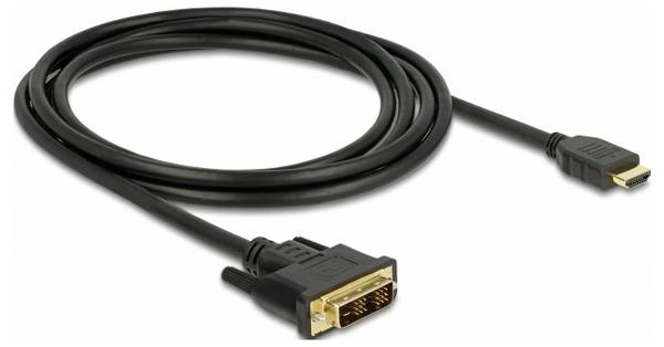 Delock DVI / HDMI kabel DVI-D 18 + 1 pól Zástrčka, Zástrčka HDMI-A 2 m černá 85584 třížilový stíněný, pozlacené kontakty DVI kabel