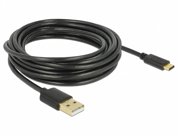 Černý USB-C na USB-A kabel se splétaným obalem