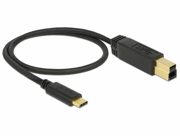 Delock Kabel USB-C  USB 3.2 Gen2 USB-C ® zástrčka, USB-B zástrčka 0.50 m černá  83674