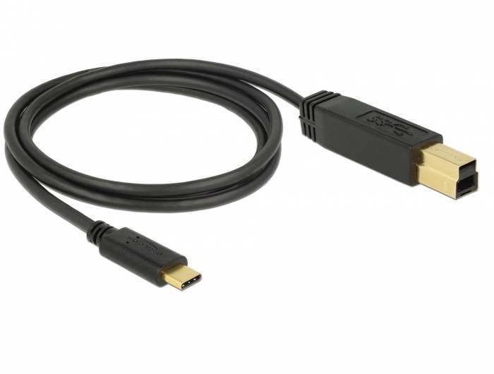 USB kabel s konektorem USB-C na jedné straně a obdélníkovým konektorem na straně druhé, který slouží k přenosu dat.