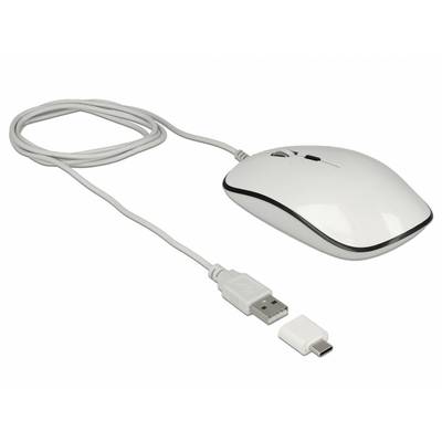 Delock 12532 optická myš, přenos USB, 4 tlačítko, 3200 dpi, bílá-0