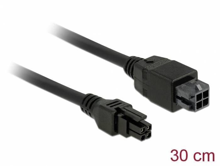 Černý napájecí kabel s konektory IEC C14 a C13, délka 30 cm. Ideální pro propojení elektronických zařízení.