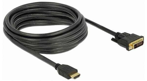 Delock HDMI / DVI kabel Zástrčka HDMI-A, DVI-D 24+1pol. Zástrčka 5 m černá 85656 třížilový stíněný, pozlacené kontakty HDMI kabel