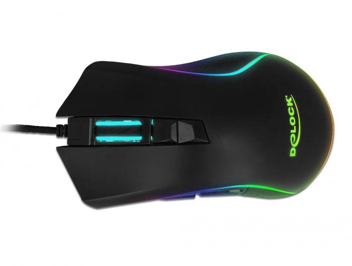 Delock 12670 optická ergonomická myš, přenos USB, 6 tlačítko, 10000 dpi, černá-4