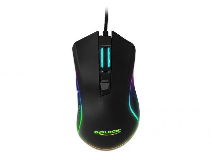 Delock 12670 optická ergonomická myš, přenos USB, 6 tlačítko, 10000 dpi, černá-5
