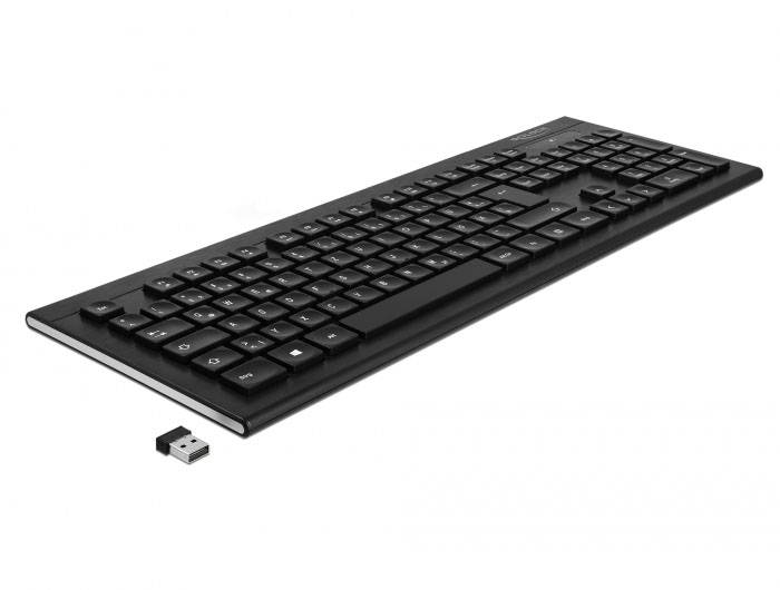 Delock 12671 bezdrátový klávesnice německá, QWERTZ černá USB konektor-0