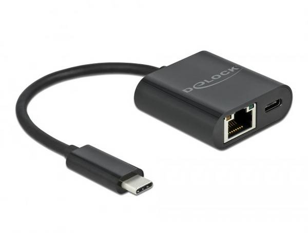 Delock USB 2.0 adaptér [1x USB-C® zástrčka - 1x RJ45 zásuvka, USB-C® zásuvka] 66644 11.5 cm