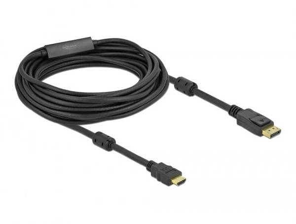 Delock DisplayPort / HDMI kabel Konektor DisplayPort, Zástrčka HDMI-A 10 m černá 85960 pozlacené kontakty, 4K UHD Kabel DisplayPort