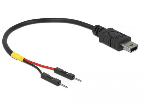 Delock USB kabel USB 2.0 USB Mini-B zástrčka, Zástrčka na desku 2pólová 0.10 m černá se sloupkovým konektorem 85412
