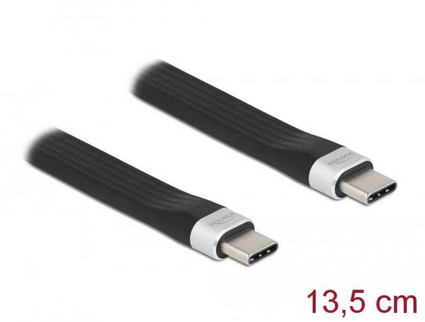 Delock Kabel USB-C  USB 3.2 Gen2 USB-C ® zástrčka, USB-C ® zástrčka 0.14 m černá plochý 85770