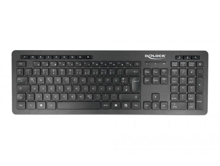 Delock 12004 bezdrátový klávesnice německá, QWERTZ černá USB konektor-0