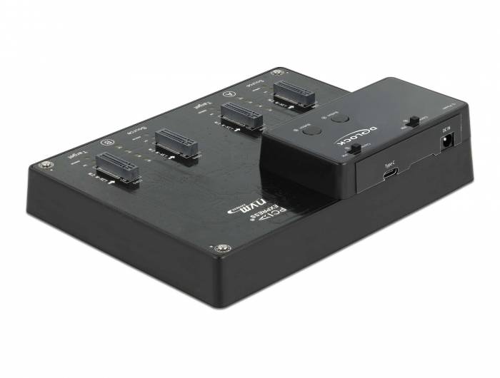 Delock 64124 USB-C®, DC zásuvka 3,5 mm dokovací stanice pro pevný disk s funkcí klonování-1