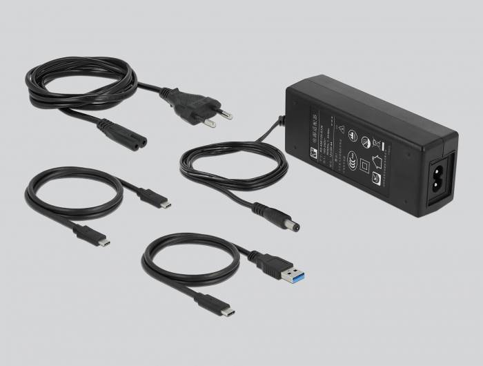 Delock 64124 USB-C®, DC zásuvka 3,5 mm dokovací stanice pro pevný disk s funkcí klonování-7