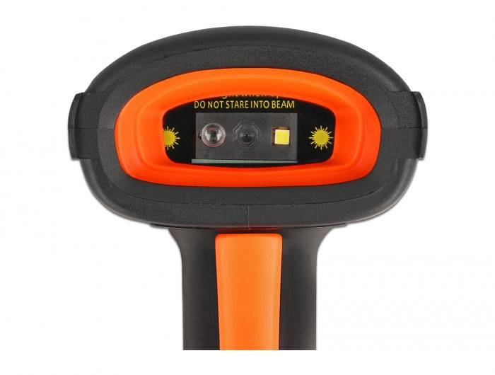 Delock 90556 skener 2D čárového kódu Bluetooth, kabelové 1D, 2D LED černá, oranžová ruční skener vč. stojánku-4