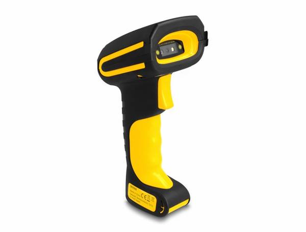Delock 90586 skener 2D čárového kódu Bluetooth 2D, 1D LED černá, žlutá ruční skener vč. stojánku