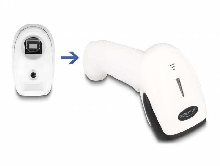 Delock 90587 skener 2D čárového kódu Bluetooth, kabelové 2D, 1D LED bílá ruční-2