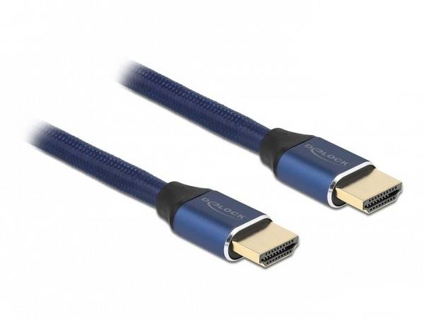 Delock HDMI kabel Zástrčka HDMI-A 2 m modrá 85447 8K UHD, pozlacené kontakty, třížilový stíněný HDMI kabel