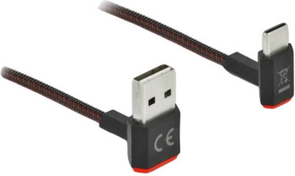 Delock USB kabel USB 2.0 USB-A zástrčka, USB-C ® zástrčka 0.20 m černá oboustranně zapojitelná zástrčka 85274