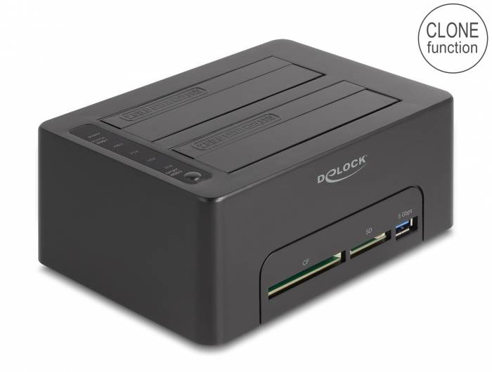 Delock 64183 SATA 6 Gb/s, SD, DC zásuvka 3,5 mm, USB B, USB-A dokovací stanice pro pevný disk s čtečkou karet-2
