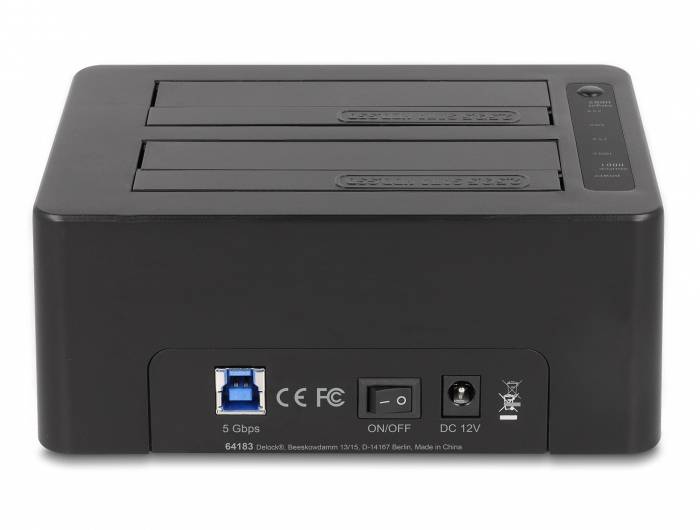 Delock 64183 SATA 6 Gb/s, SD, DC zásuvka 3,5 mm, USB B, USB-A dokovací stanice pro pevný disk s čtečkou karet-3