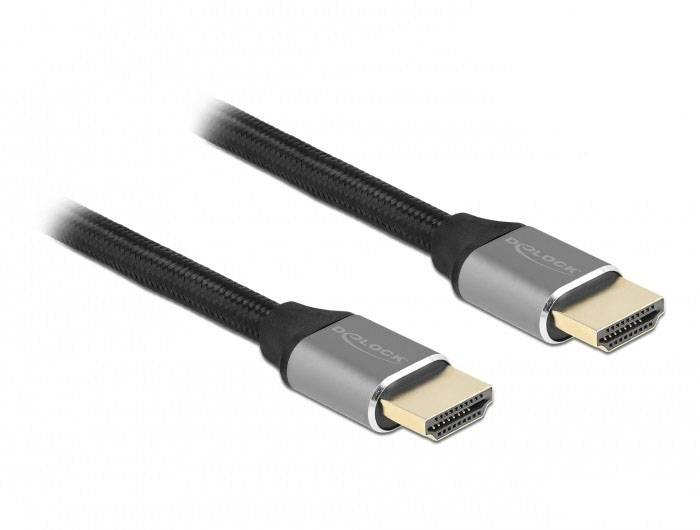 Dva HDMI kabely se stříbrnými konektory a černým vedením. Vhodné pro přenos audio a video signálů mezi zařízeními.