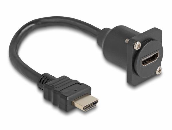 Delock HDMI kabel Zástrčka HDMI-A, Zásuvka HDMI-A 0.2 m černá 87966 4K UHD HDMI kabel