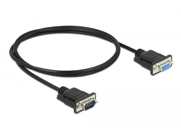Delock sériový kabel [1x RS232 zástrčka  - 1x RS232 zásuvka ], 1 m, černá