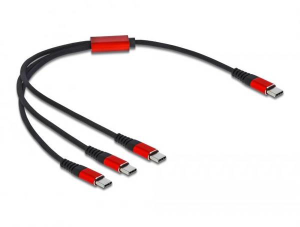 Delock Nabíjecí kabel USB USB 2.0 USB-C ® zástrčka, USB-C ® zástrčka, USB-C ® zástrčka, USB-C ® zástrčka 0.30 m černá, červená 86712