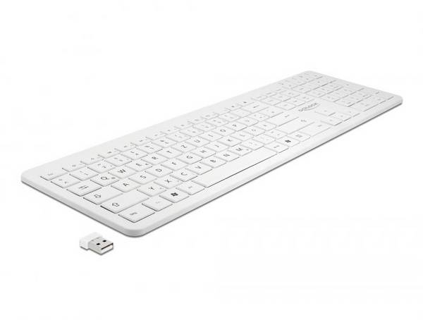 Delock 12014 bezdrátový klávesnice německá, QWERTZ bílá USB konektor