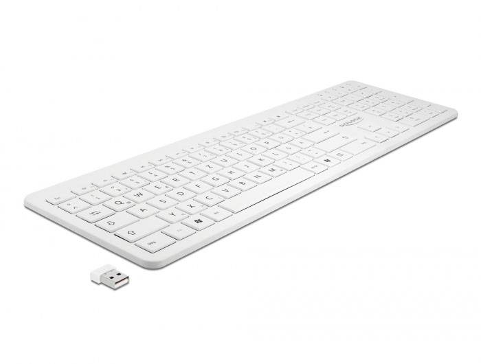 Delock 12014 bezdrátový klávesnice německá, QWERTZ bílá USB konektor-1
