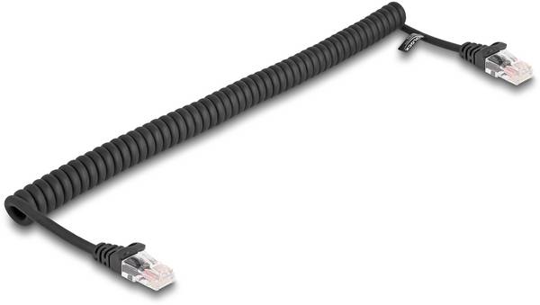 Delock 87992 RJ45 síťové kabely, propojovací kabely CAT 5e  1.00 m černá spirálový kabel 1 ks