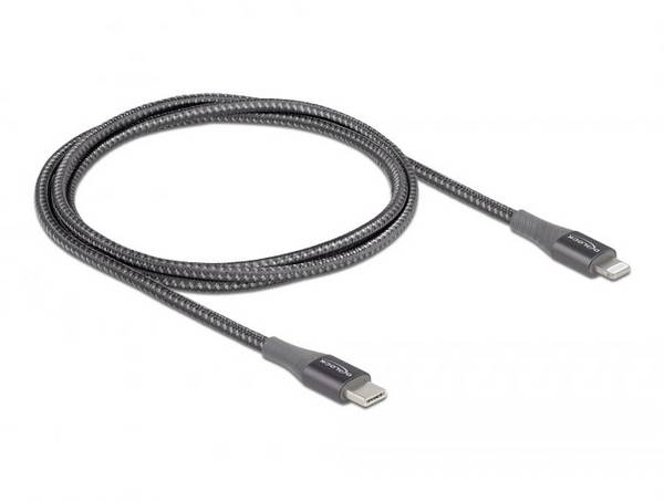Delock Nabíjecí kabel USB USB 2.0 Apple Lightning konektor, USB-A zástrčka 1.00 m šedá 86631