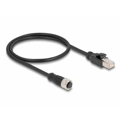 Černý kabel s kovovými a plastovými konektory na obou koncích, vhodný pro připojení elektronických zařízení.