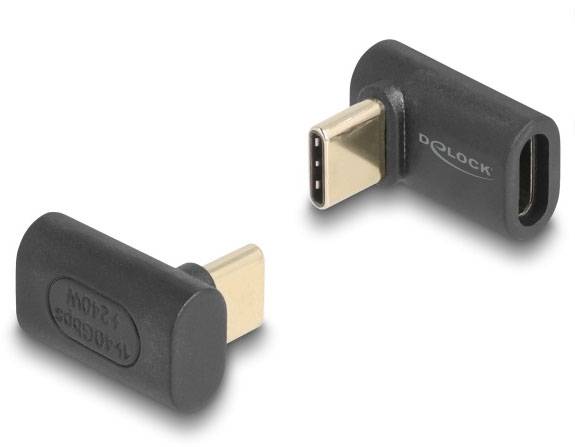 USB-C úhlový adaptér, který mění úhel připojení o 90 stupňů. Vhodný pro úsporu místa u připojení zařízení.