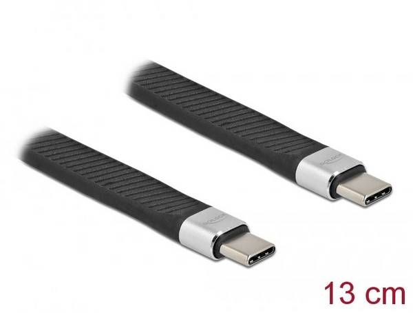 Delock Kabel USB-C  USB 3.2 Gen2 USB-C ® zástrčka, USB-C ® zástrčka 0.13 m černá plochý 86939