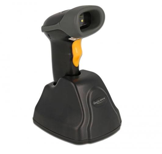 Delock 90550 skener 2D čárového kódu kabelové 2D, 1D LED černá, oranžová ruční skener vč. stojánku-1